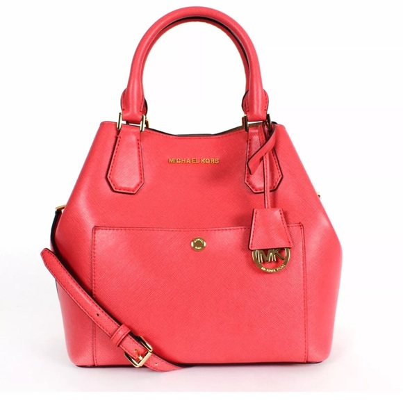 Michael Kors Greenwich Large Tote Grab Bag Watermelon/Luggage/Tote/Crossbody - Picture 1 of 13